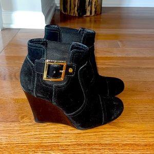 Black Tory Burch wedge ankle bootie